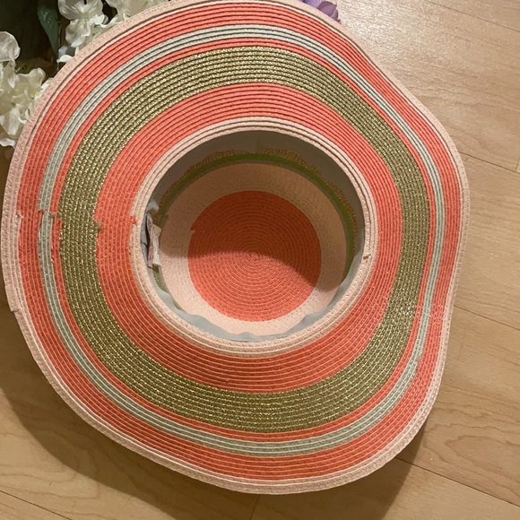 Vintage colorful gold,pink,peach and green Sun Hat - Picture 3 of 10